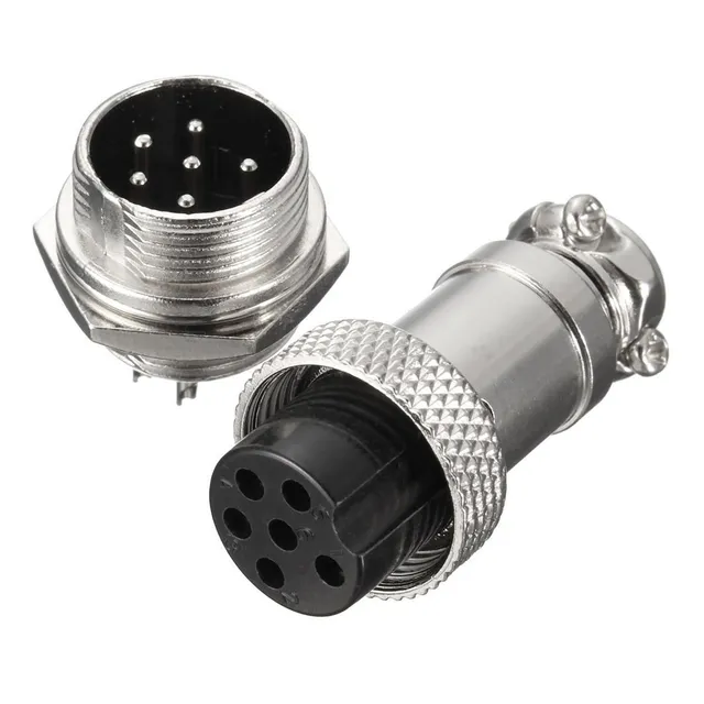 Par Conector Gx16 6 Pines Macho Aéreo Y Hembra Para Chasis