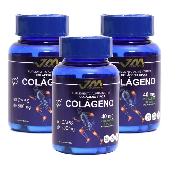 Colágeno Tipo 2 40mg 180caps (3 Potes) Jmsuplementos