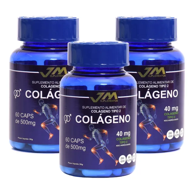Colágeno Tipo 2 40mg 180caps (3 Potes) Jmsuplementos