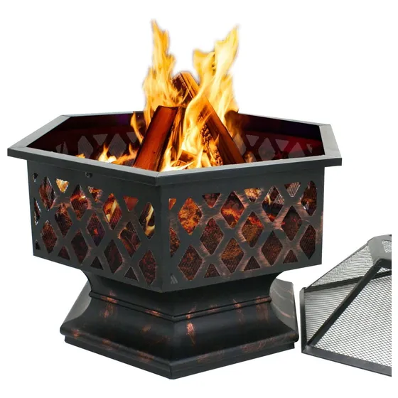 Chimenea Hexagonal Para Jardín En Hierro Color Negro