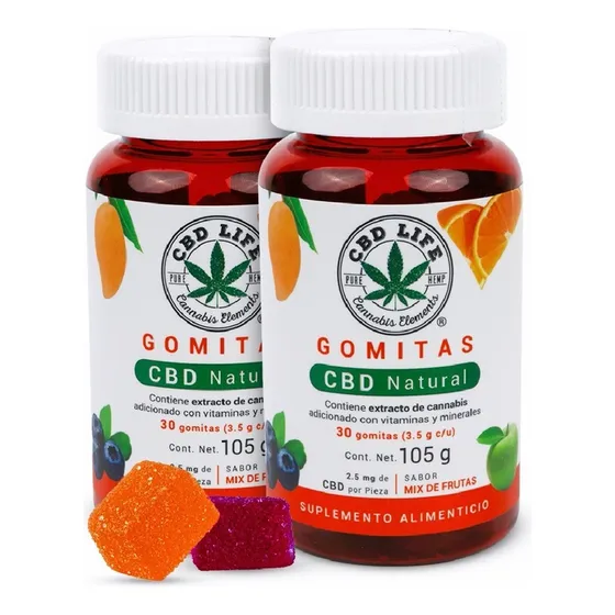 2 Pack Gomitas Cbd Life - Suplemento Con Cbd - Mix De Frutas