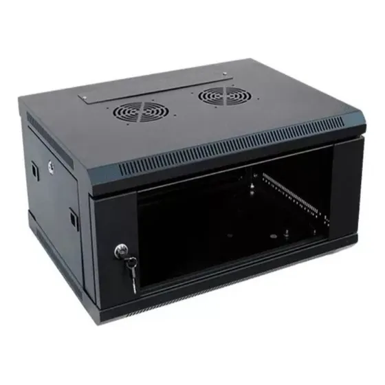 Rack Gabinete De Pared 4u Ventilado Puerta Vidrio Y Llave 