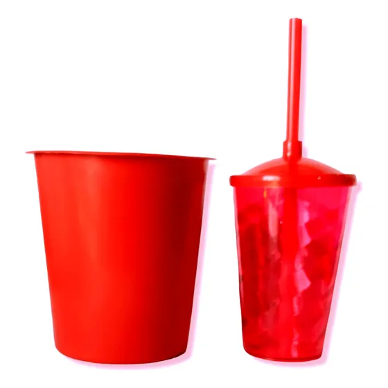 Kit 10 Balde Pipoca 1lt+ 10 Copos Twister 400ml Lembrancinha