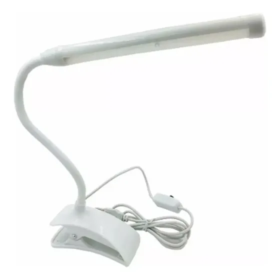 Luminária Flexível Led Mesa Com Clip Branco 40cm C/ Prendedor P/ Manicure Leitura Cabo Usb