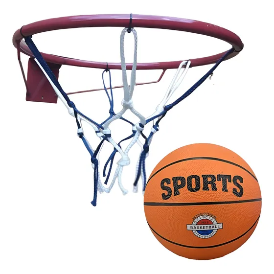Combo Aro De Basquet Hueco N°5 Con Red + Pelota Sports Niños