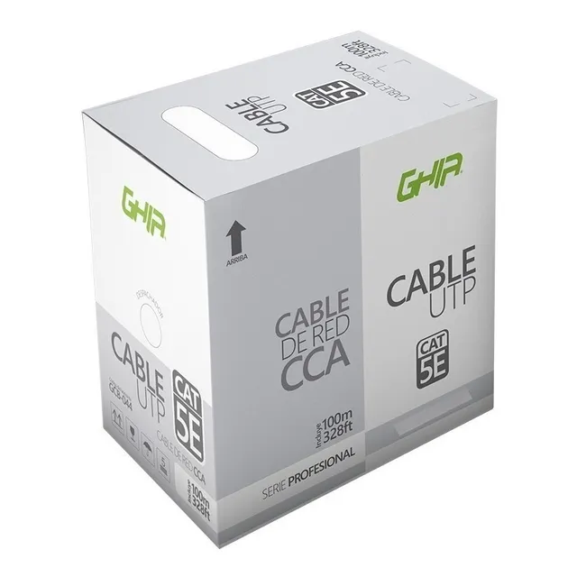 Bobina De Cable Marca Ghia Cat5e Utp Cca Gris 100m Ce Gcb-04