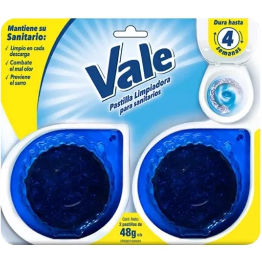 Pastillas Para Sanitarios Vale 2 Unid 48gr Bulto 12 Unid