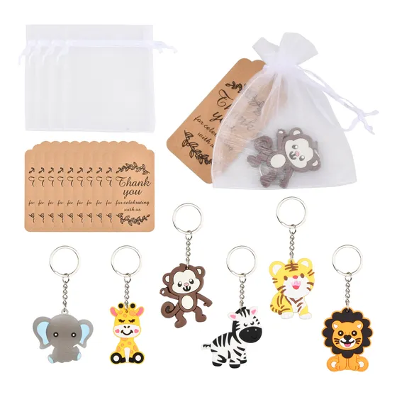 24 Llaveros De Animales Con Dibujos Animados De Baby Shower