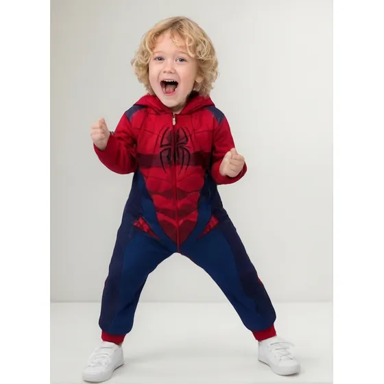 Enterito Pijama Micropolar Spiderman Niños Con Capucha