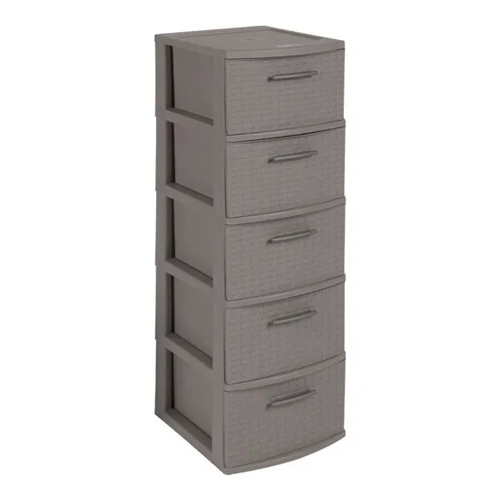 Cajonero Organizador Apariencia Rattan 5 Gavetas Marca Mq Color Taupe