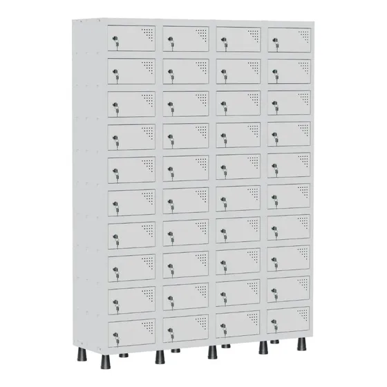 Armario Porta Objetos 40 Portas Cinza Com Fechadura Pandin