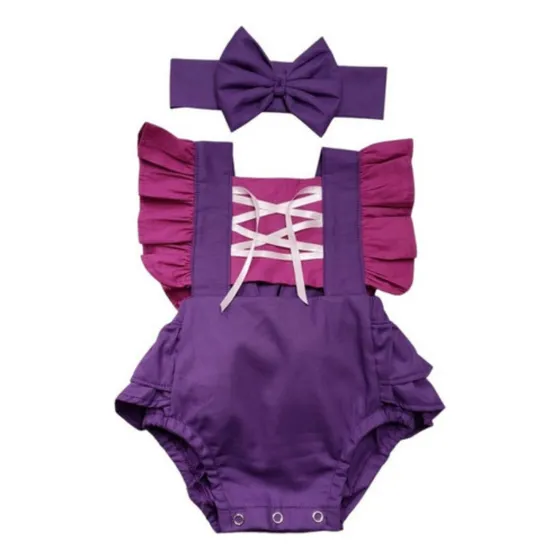Romper Com Tiara Infantil Body Feminina Roupa De Bebê Lindo
