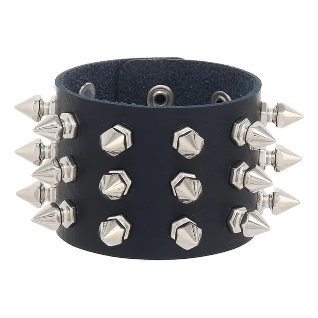 Pulsera De Cuero Con Puas Spikes Aesthetic Gotico Punk