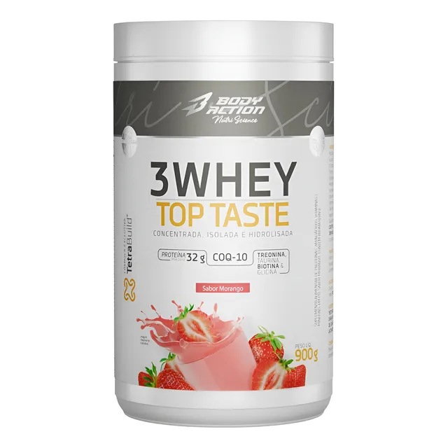 3 Whey Top Taste Body Action Morango 900g