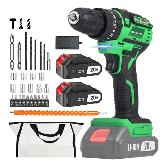Taladro Percutor Inalambrico 20v 1.5amp 45n.m Marca Tegatok