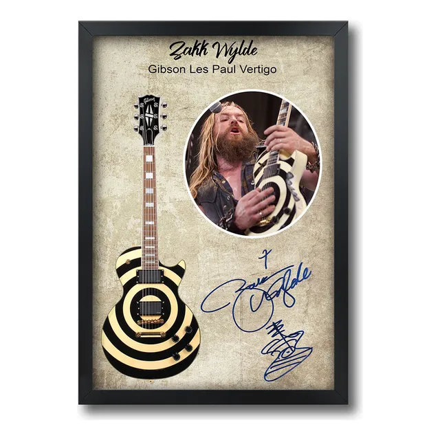 Quadro Guitarra Zakk Wylde Gibson Les Paul Com Moldura A3