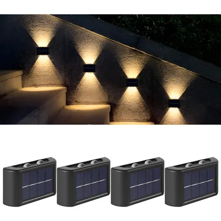 Kit 4 Luminária Solar Com Sensor Jardim Parede Prova Dágua