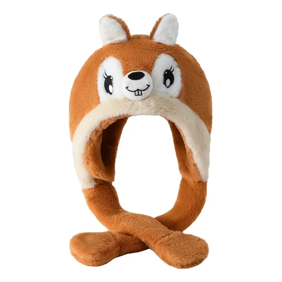 Gorro De Ardilla Con Orejas Móviles, Gorro De Peluche Suave