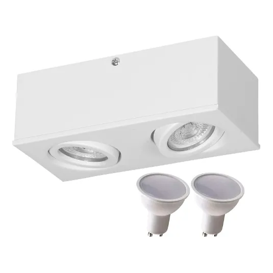 Aplique Plafon Techo Blanco Negro Con 2 Dicroica Led 7w
