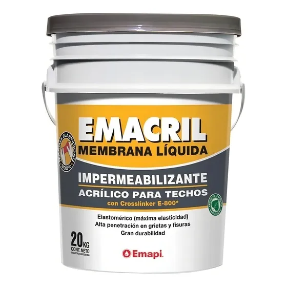 Membrana Liquida Emapi Emacril Impermeabilizante Acrilico 20 Kg Color Blanco