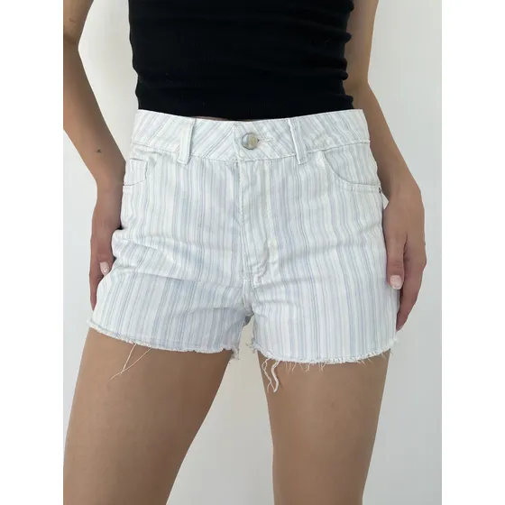 Shorts Mom Rayado Deflecado Mujer Marca Loca