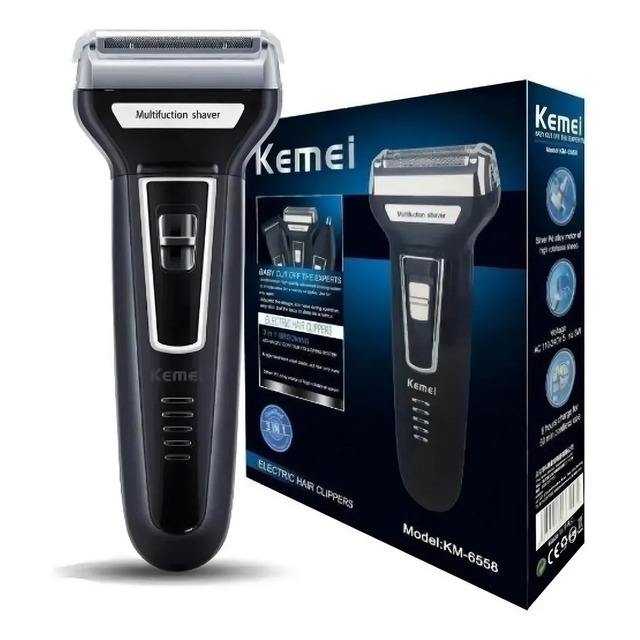 Aparelho De Barbear Depilador Elétrico 3 Em 1 Kemei 6558 Preto 127/220v