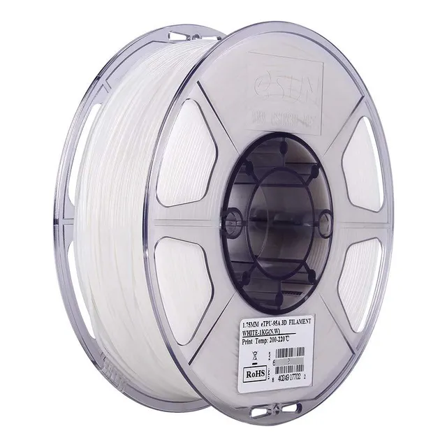 Filamento Flexible Tpu 95a 1,75 Mm Blanco Para Impresora 3d