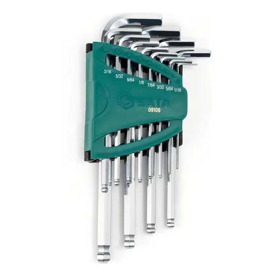 Llaves Allen Hexagonales Larga Cabeza Redonda 12 Piezas Sata