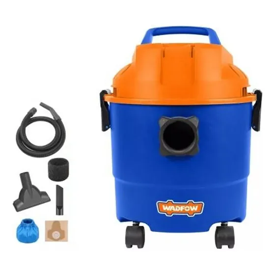 Aspiradora 15lt 1200w Tacho Plastico Seco Humedo Wadfow Color Azul Y Naranja