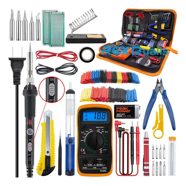 REXQualis Kit De Soldador Con Temperatura Regulable Soldadura Para Cautin Estaño Multímetro Digital RQ-SIK-H1