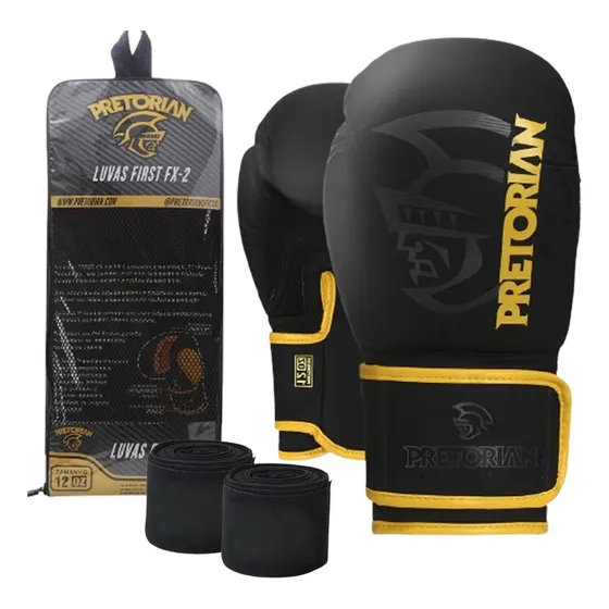 Luva De Boxe Muay Thai Kit First Fx2 + Bandagem - Pretorian