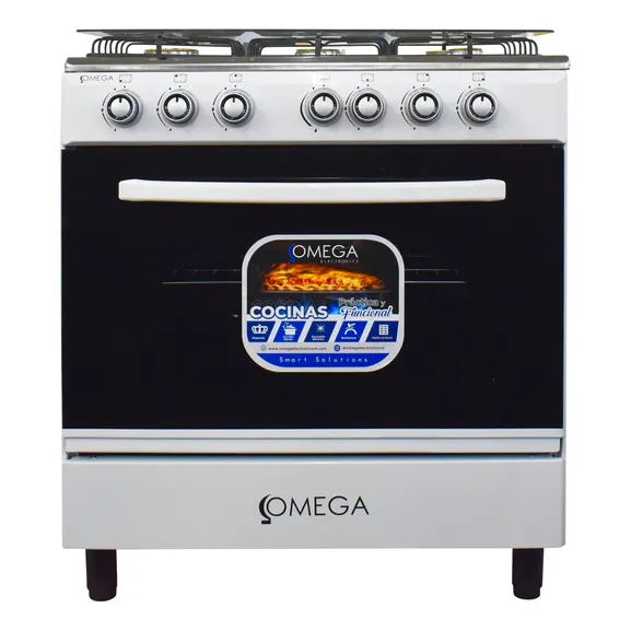 Cocina A Gas 6 Hornillas Tope Acero Inox Marca Omega