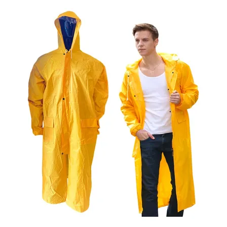 Capa Impermeable Chubasquero Largo Con Cierre Amarillo