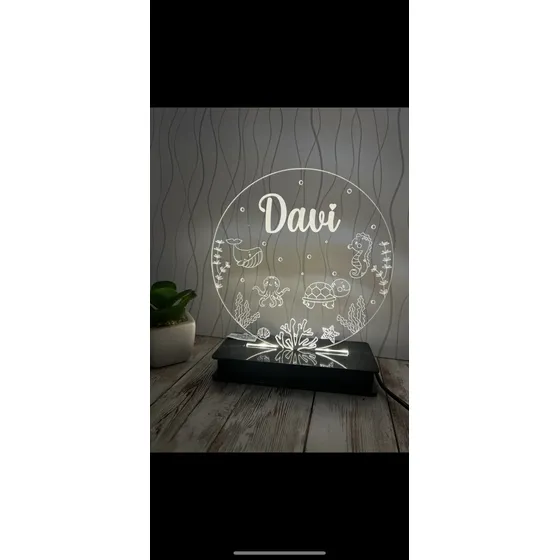 Luminária Led Abajur Personalizado Safari Baby