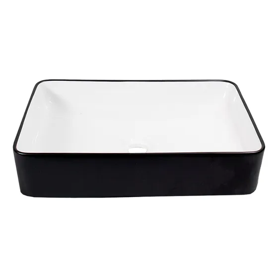 Lavabo Ceramico Rectangular Negro Fondo Blanco De Lujo