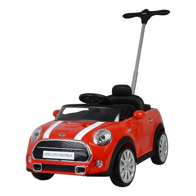 Mini Cooper Convertible Carro Montable Para Niños 3 En 1 - Coche De Empuje Para Bebes Y Niños De 1 A 5 Años Con Música Y Claxon - Color Rojo