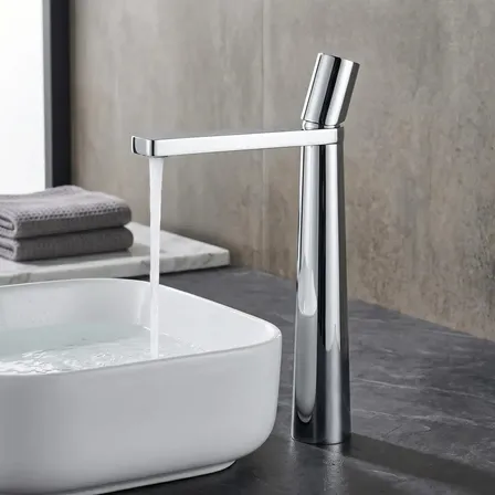 Torneira Alta Banheiro Lavabo Monocomando Misturador Yesop Acabamento Brilhante Cor Cromada Prateado