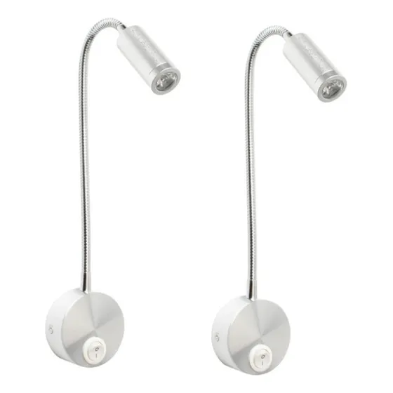 2 Arandela Cama Para Leitura/ Led 3w - Haste Flexível