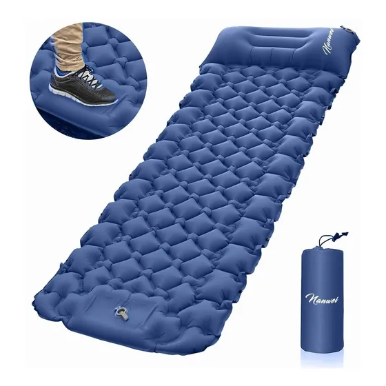 Nanwei Colchoneta Acampar Ultraligera Portátil Con Almohada Color Azul
