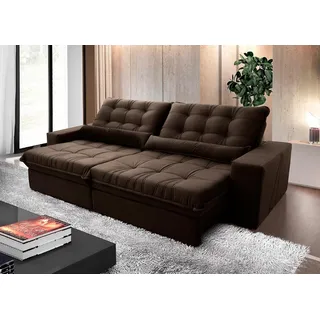 SofĂĄ RetrĂĄtil ReclinĂĄvel Zurique 3,00m Suede Velut Marrom Molas No Assento - King House SofĂĄ RetrĂĄtil ReclinĂĄvel Zurique 3,00m Suede Velut Marrom Molas No Assento - King House