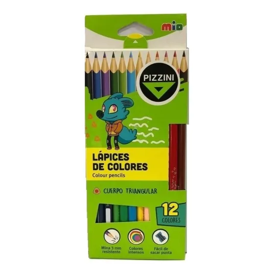 Lapices De Colores Pizzini Triangulares Por 12 Colores
