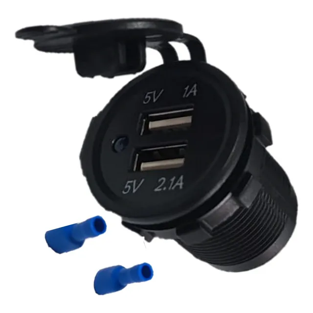 Tomada Carregador Usb Dupla Barco Lancha Carro Moto 12/24v