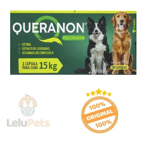Queranon 15kg Avert 30 Cápsulas Suplemento P/ Pele E Pelagem