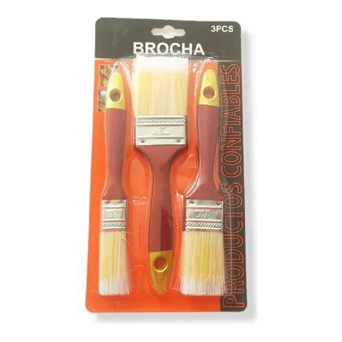 Set 3 Brochas Pintar 1 + 1 1/2 + 2 Pulgadas Pelo Mixto