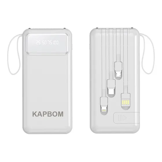 Carregador Turbo Portátil Power Bank 10000mah 4 Em 1 Cabo