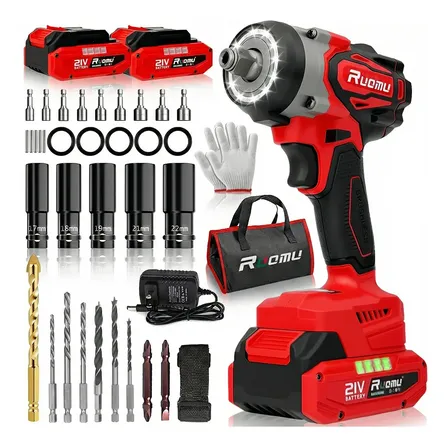 Chave De Impacto Elétrica Brushless Sem Fio Ruomu 620w Vermelho 110/127/220v 60