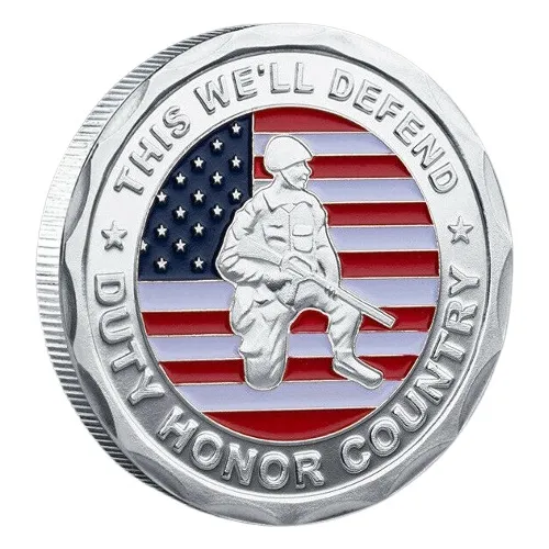 Moeda Comemorativa Aos Veteranos Do Exército Us Army Prata