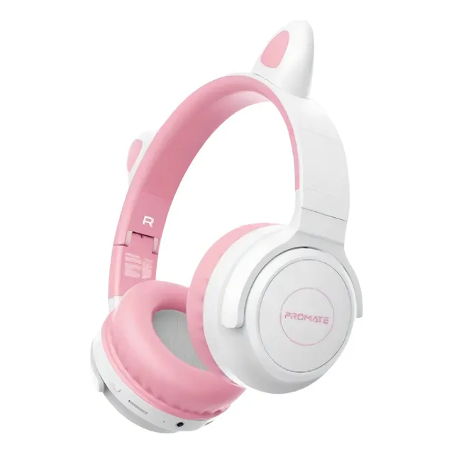 Promate Panda.bgm Headphones P/niños Bt Blanco/rosado Color Rosa Claro