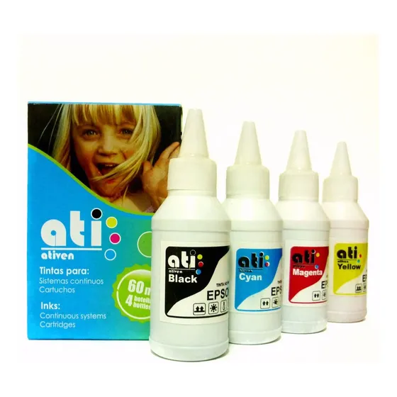 Tinta Ati Para Epson Pack De 4x60ml. Sellada De Fabrica