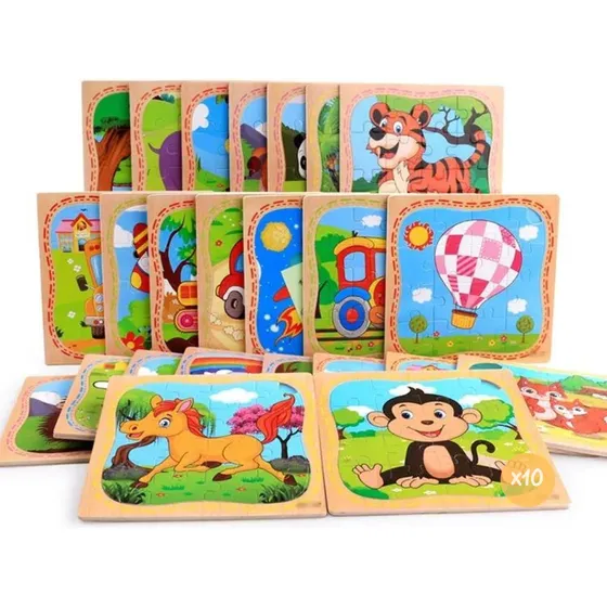 Oferta! Pack De 10 Rompecabezas De Madera Infantiles Puzzle 